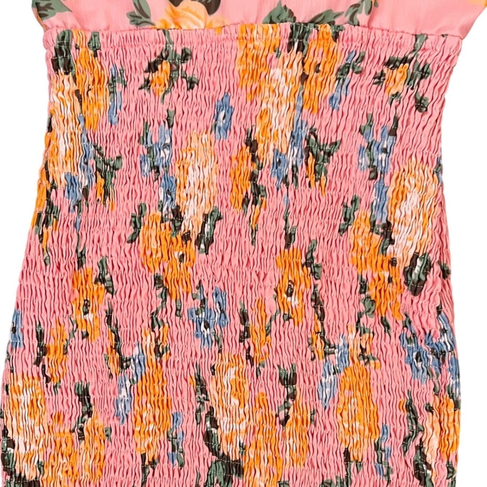 ❤️NWOT One and Only Collective Pink Floral Smocked Puff Sleeve Mini Dress XS - Picture 4 of 10